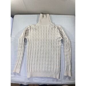 Cream Cable Knit Turtleneck Sweater Coofandy Long Sleeve Womens Size‎ L